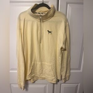 PINK Victoria's Secret light yellow partial Zip-Up Sweatshirt -Large